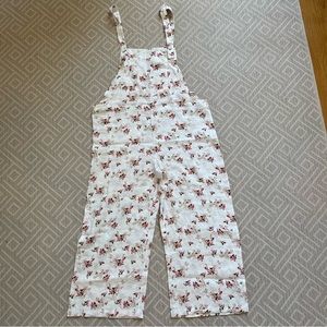 NWT Zara Cream Floral Linen Jumpsuit - Size Large